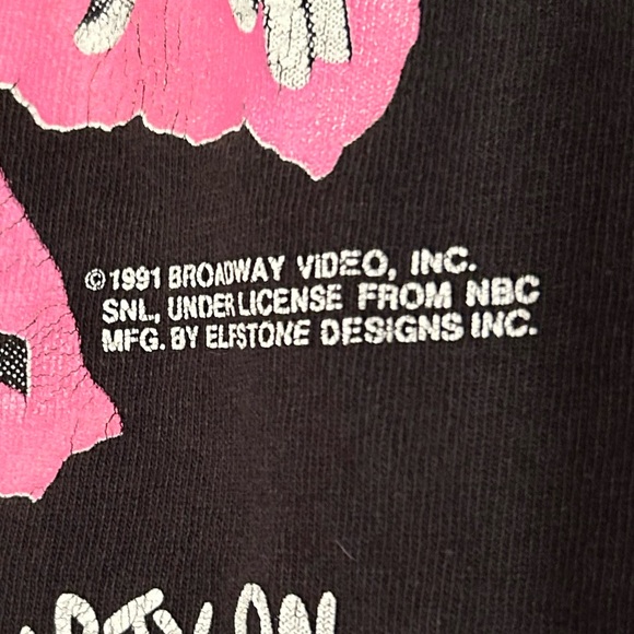 Vintage 1991 Wayne’s World SNL Graphic Tee Single Stitch Neon Shirt - Picture 3 of 5